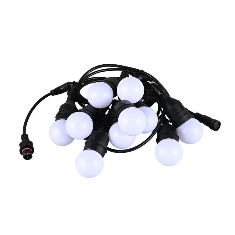 G45 függő E27 spirális RGB szinkronizált villogó füzér